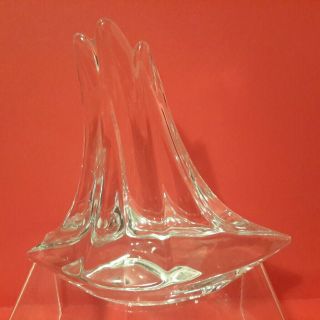 Vintage Daum France Crystal Sailboat Paperweight Euc 1970s/1980s Signed