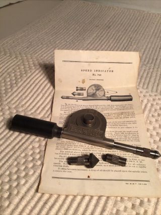 Vintage Brown & Sharpe Speed Indicator Tachometer And Instructions