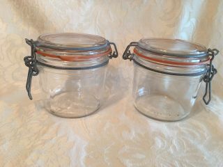 Vintage Set Of 2 350 Ml Le Parfait Jars W/ Wire Bail & Gasket Made In France