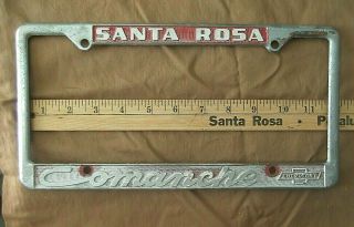 Vintage Comanche Chevrolet License Plate Frame Santa Rosa California