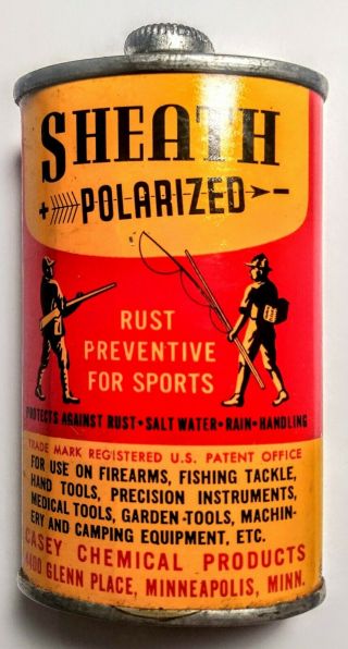 Vintage Sheath Rust Polarized Preventive Metal Oil Tin.  Great Shape