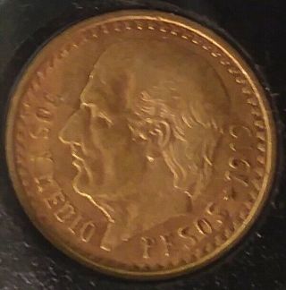 1919 Mexico Dos Y Medio Gold 2 1/2 Peso - Antique Mexican Coin - Uncommon Date