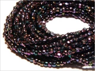 Hank (2800) Vintage Czech Faceted Metallic Iris Seed Glass Beads 16bpi