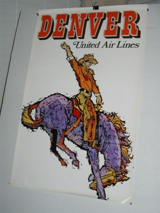 United Airlines Poster To Denver 1968