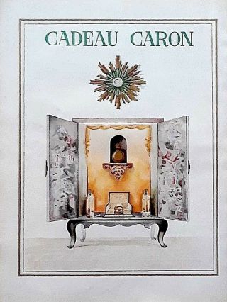 Vintage 1951 Print Ad Caron Perfume Large 10 " X 14 " France Mid Century Art