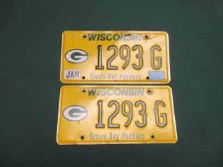 Rare Pair 2007 Green Bay Packers Nfl Football Wisconsin License Plates 1293