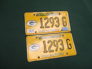RARE PAIR 2007 GREEN BAY PACKERS NFL FOOTBALL WISCONSIN LICENSE PLATES 1293 2