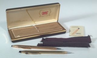 Vintage 1975 Cross 14k Gold Filled Pencils Case Covers Ge General Electric Logo