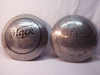 Vintage Antique Set Of 2 Mack Truck Dog Dish Hub Cap Hubcap