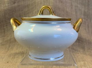 Vintage Old Colony O.  P.  Co Syracuse China Lidded Sugar Bowl Gold Gilt