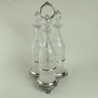 Vinatge Silver Plated 3 Bottle Tantalus/decanter Stand
