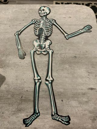 Vintage Halloween Die Cut Jointed Skeleton Beistle 22 " Made In Usa 1960 