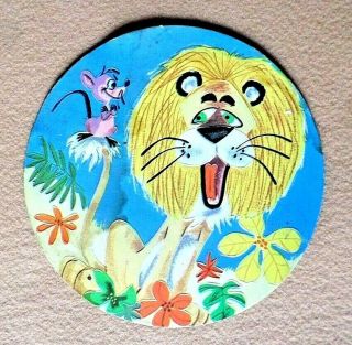 Vintage Folgers Coffee Lid Insert Lion And Mouse Paperboard Retro Pr - 95.  002.  1