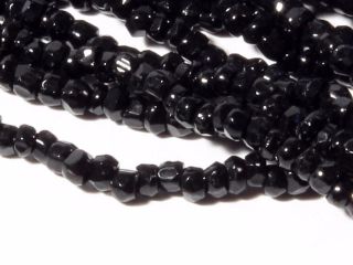 Hank (2600) Czech Vintage 3 Cut Black Seed Glass Beads 17bpi