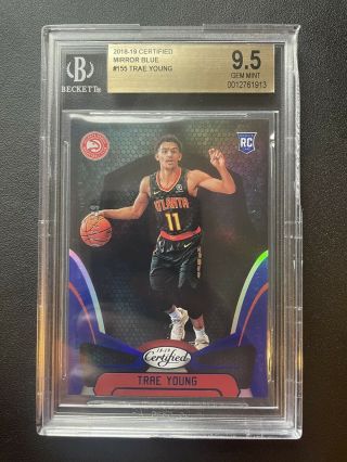 2018 - 19 Panini Certified Trae Young Blue Foil Rookie Card Bgs 9.  5 Gem Pop 1