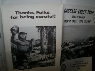 Forest Service Cascade Pacific Trail Map Vintage 1965 Smokey Bear Graphics Usda