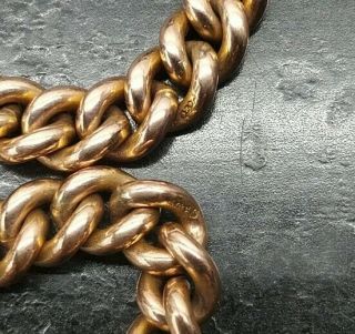 Antique Rose Rolled Gold Curb Link Double Albert Pocket Watch Chain By S.  P&S. 3