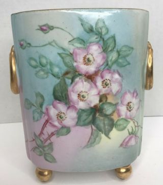 Antique Limoges Wm Guerin W G & Co France Cachepot Vase Hand Painted Signed Euc