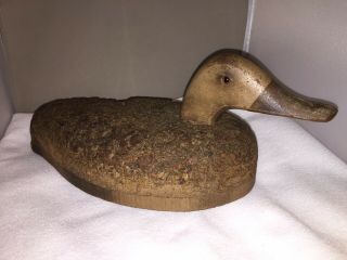 Vintage Cork Duck Decoy.  Wood Head And Base.