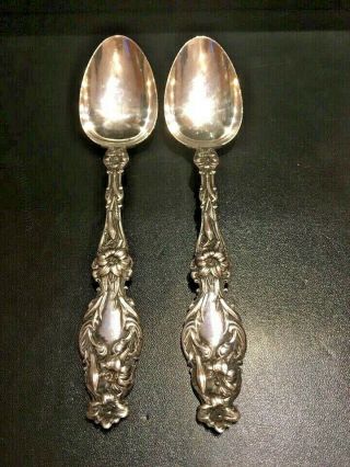 Two (2) Whiting " Lily " Sterling Silver Table Serving Spoons