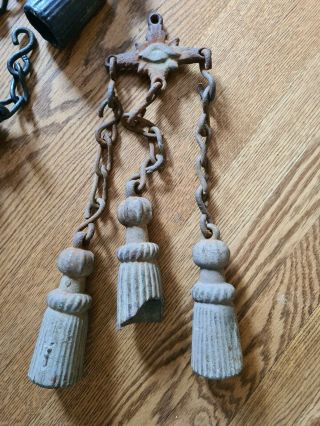 Antique Gate Weights Chain W/ TRIPLE Tassels Drop Masonic Victorian & 2 singles 3