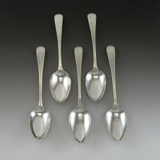 5 Antique 1801 English Georgian Sterling Silver Coffee Tea Spoons 5 1/8 "