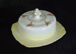 Vintage Royal Stafford England Bone China Round Covered Butter Dish Yellow&roses