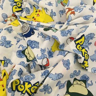 Vintage 1998 Pokemon Twin Bed Sheet Flat Pikachu Fabric Nintendo