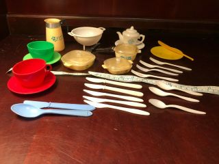Vintage Toy Cooking And Kitchen Set Cups & Saucers,  Teapot,  Cookware & Coffee Pot