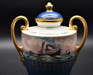 Antique Minton Porcelain Vase & Cover James Edwin Dean Seascape - 1927 2