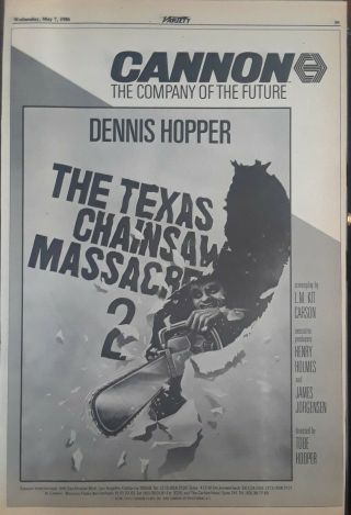 Texas Chainsaw Massacre 2 Vintage Trade Ad Poster 10 1/4 X 15 3/4