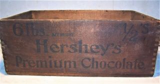 Small Vintage Wooden Hersheys Cocoa Crate Wood Box Finger Joint Corners Antique