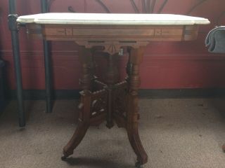 Antique Victorian Eastlake Marble Top Table