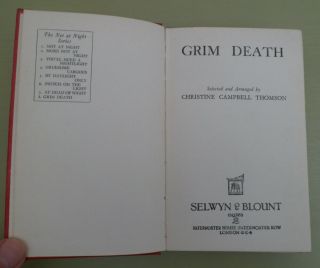 1932 1st Ed Grim Death Not At Night Christine Campbell Thomson Antique Horror
