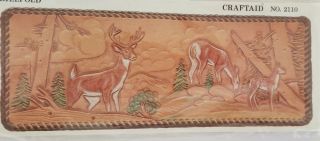 Vintage Leather Carving Billfold Template Craftaid No.  2110 Buck Deer Forest