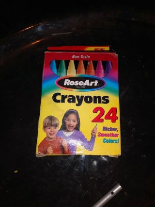 Vintage Rose Art Crayons 24 Brilliant Colors Made In Usa