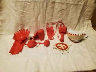 Vintage Marx Johnny West Indian Red White Accessories