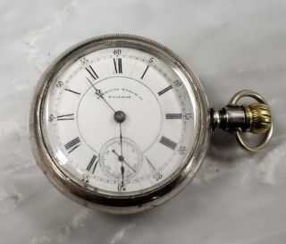 Antique 1883 Waltham Pocket Watch With Sterling Silver Case 15j 4 - H1183