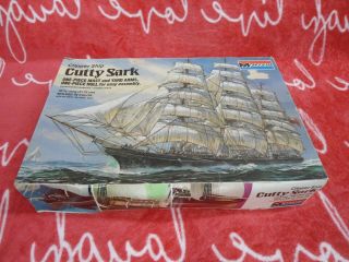 Vintage 1977 Monogram Cutty Sark Clipper Ship Model Kit 3500 Open Box Started