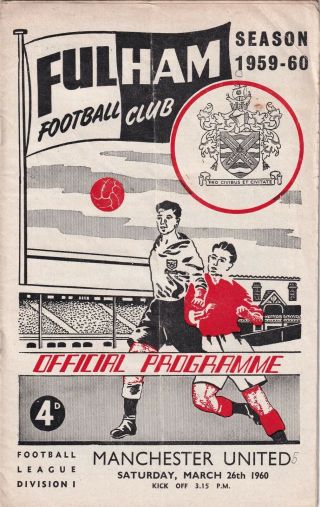 Fulham Manchester United 1959 60 Football Programme Vintage League