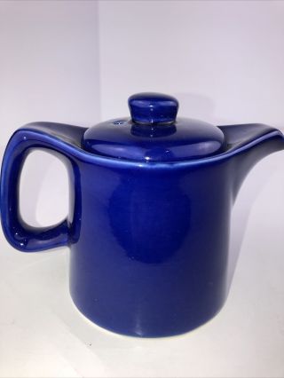 Small Vintage Cobalt Blue Ceramic Teapot With Lid.  2 Cup Or Single Serve Size.
