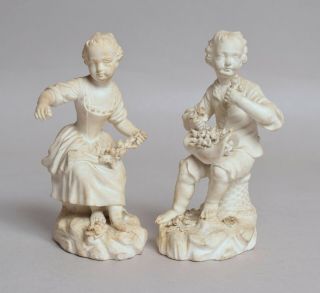 Antique Early 19thc Derby Biscuit Porcelain Figures
