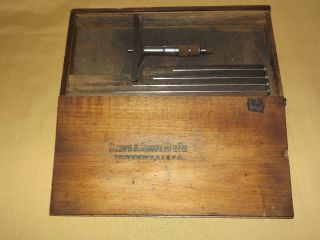 Vintage Antique Tool Brown & Sharpe Mfg Micrometer Depth Gage 0 - 6 " In Wood Box