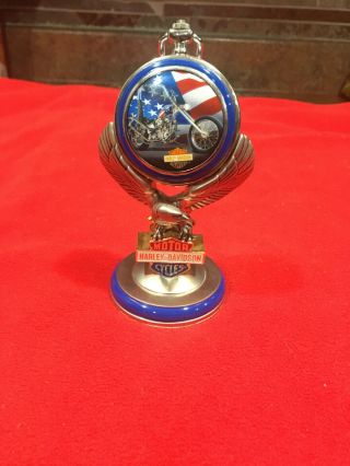 1998 Franklin Harley - Davidson Pocket Watch And Stand (the Ultimate Chopper)