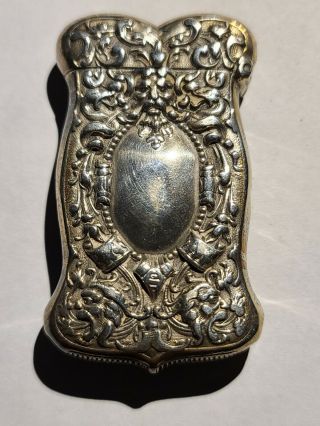 Antique Sterling Art Nouveau Match Safe Vesta Case Stamped Featuring Faces