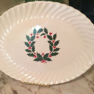 Vintage Christmas Scio Holly Berry Dinnerware Oval Platter 11.  5 Inch Japan