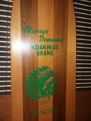 Vintage Indian Head Brand Oar Paddle Great Decorative Piece Green Headdress