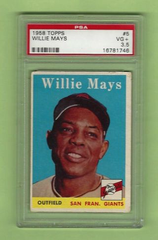 1958 Topps 5 Willie Mays San Francisco Giants Psa 3.  5 Vg,  Hall Of Fame