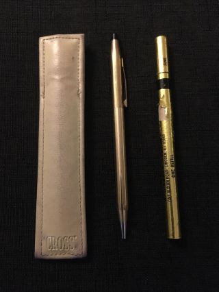 Vintage Gold Cross Ballpoint Pen,  Case,  And Ink Refill