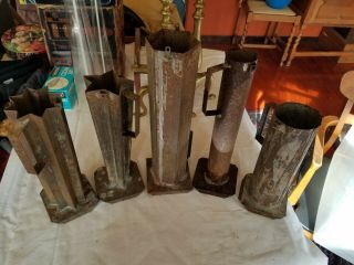 5 Vintage Metal Pillar Candle Molds Sizes Range Between 9 " - 13 " Star Round